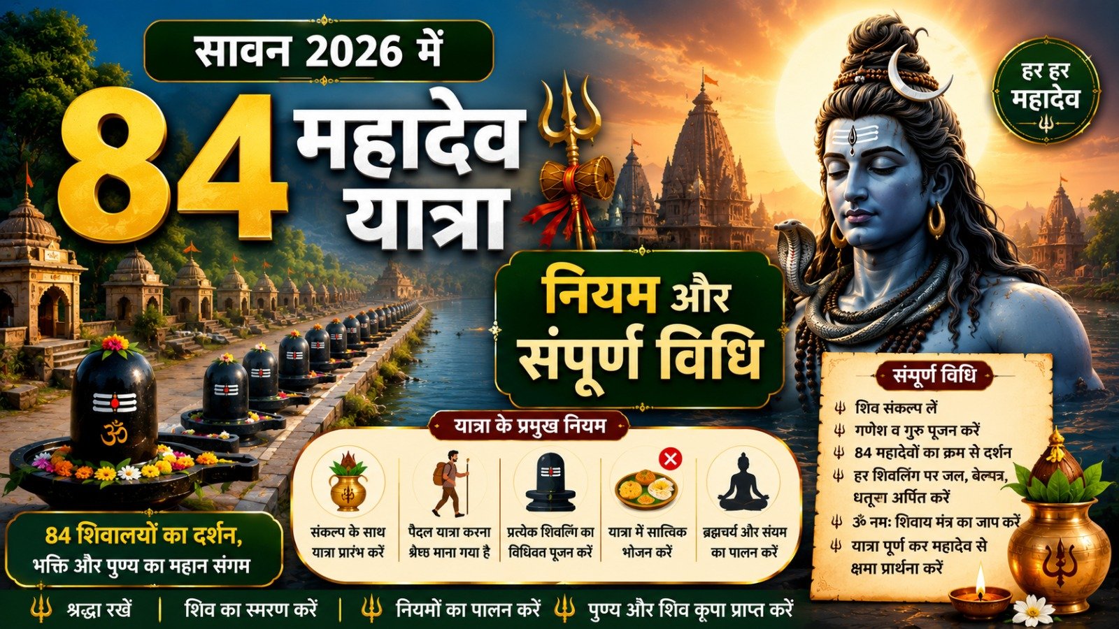Sawan 2026: सावन 2026 में 84 महादेव यात्रा के नियम और संपूर्ण विधि