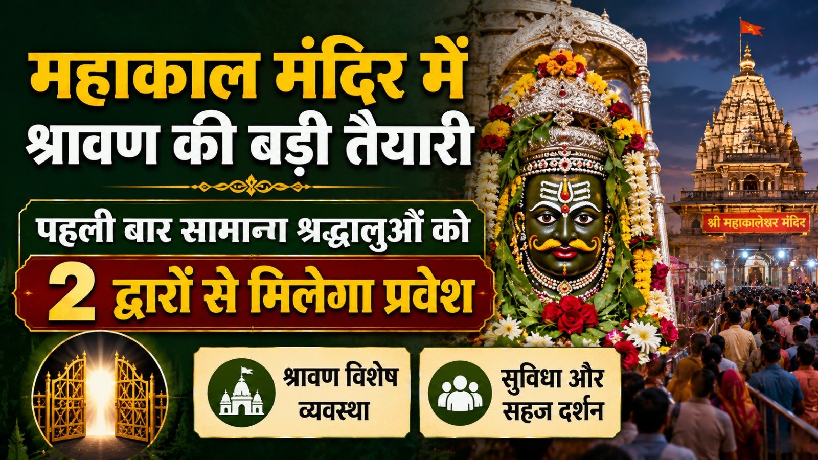 महाकाल मंदिर में श्रावण की बड़ी तैयारी: पहली बार सामान्य श्रद्धालुओं को 2 द्वारों से मिलेगा प्रवेश