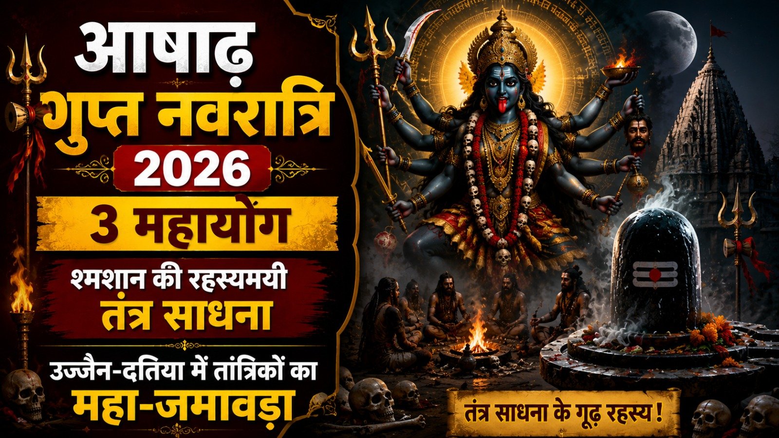 Ashadh Gupt Navratri 2026: 3 महायोग, श्मशान की रहस्यमयी तंत्र साधना और उज्जैन-दतिया में तांत्रिकों का महा-जमावड़ा