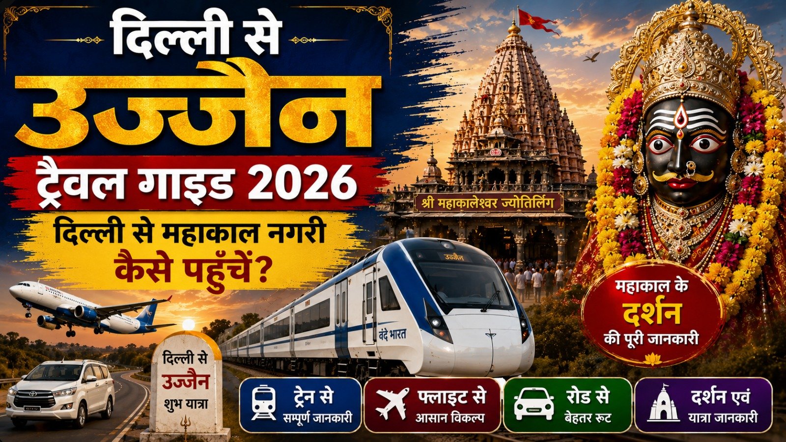 Delhi to Ujjain Travel Guide 2026: दिल्ली से महाकाल नगरी कैसे पहुँचें? जानिए ट्रेन, फ्लाइट, रोड और दर्शन की पूरी जानकारी