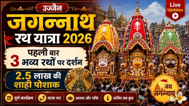 Ujjain Jagannath Rath Yatra 2026: पहली बार 3 भव्य रथों पर दर्शन, 2.5 लाख की शाही पोशाक (Live Updates)